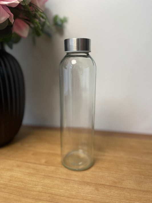 Clear glass water bottle 500ml