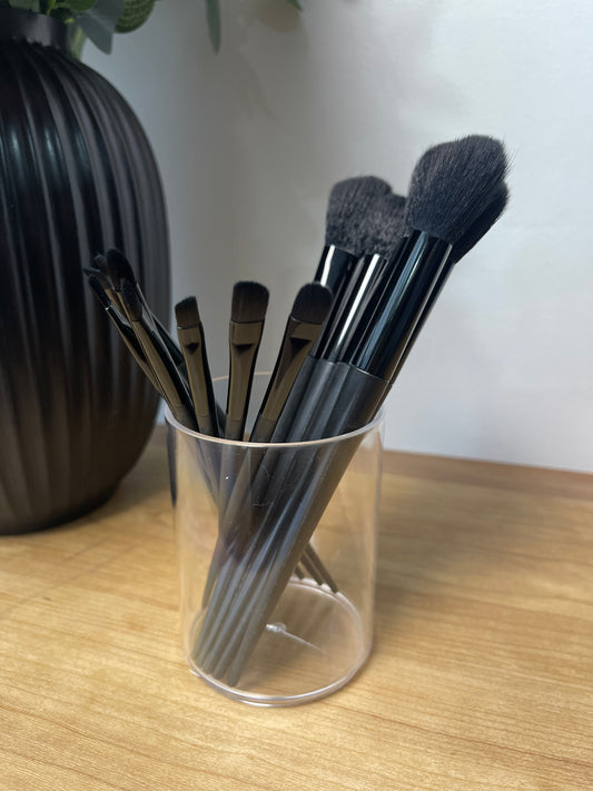 13-PC Black hypoallergenic make up brush set in brushed drawstring bag